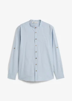 bonprix Große Größen|Hemden|Trachtenhemd mit Krempelärmel aus reiner Baumwolle softblau