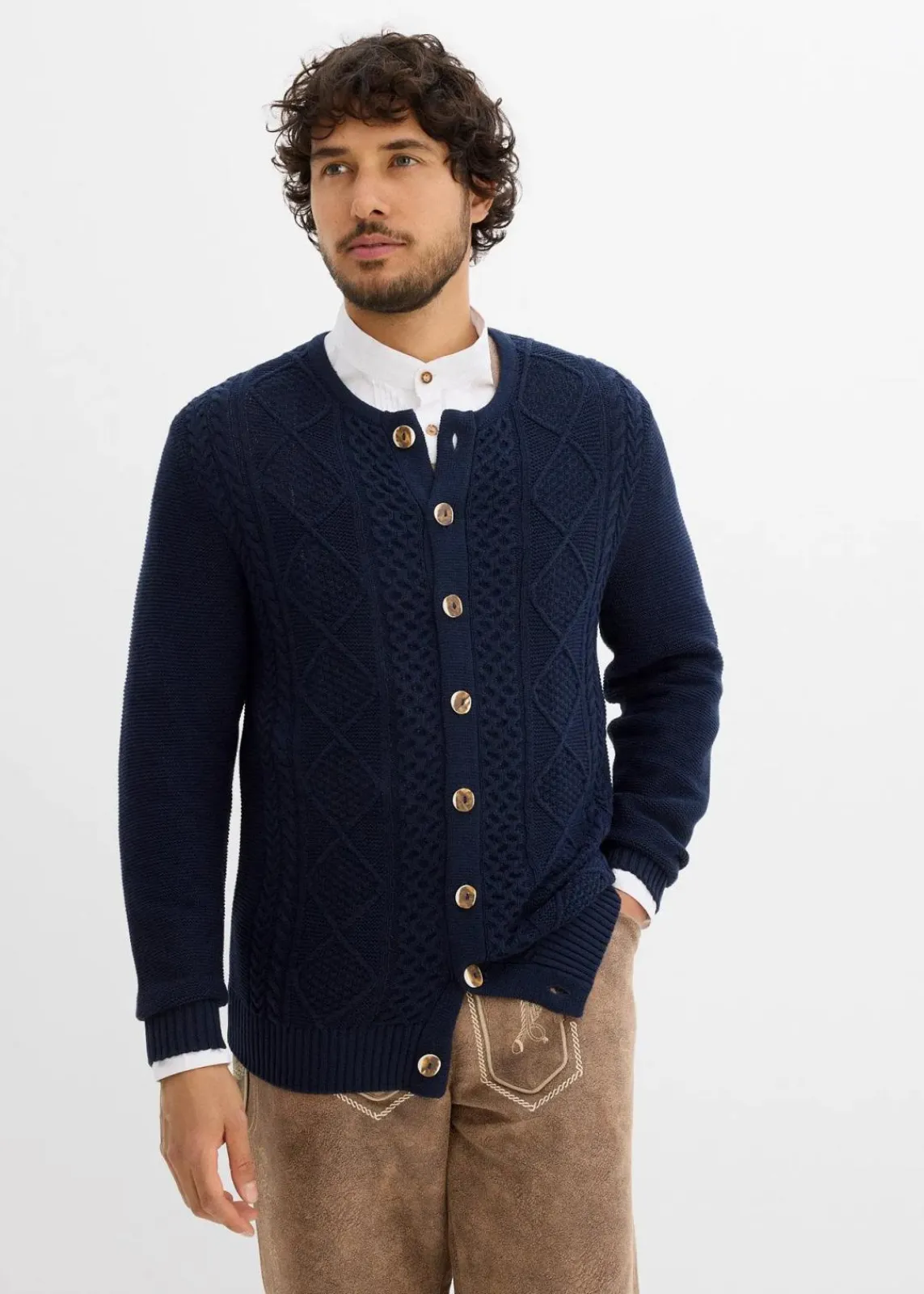 Trachten-Strickjacke aus weichem Baumwollmix|bonprix Clearance