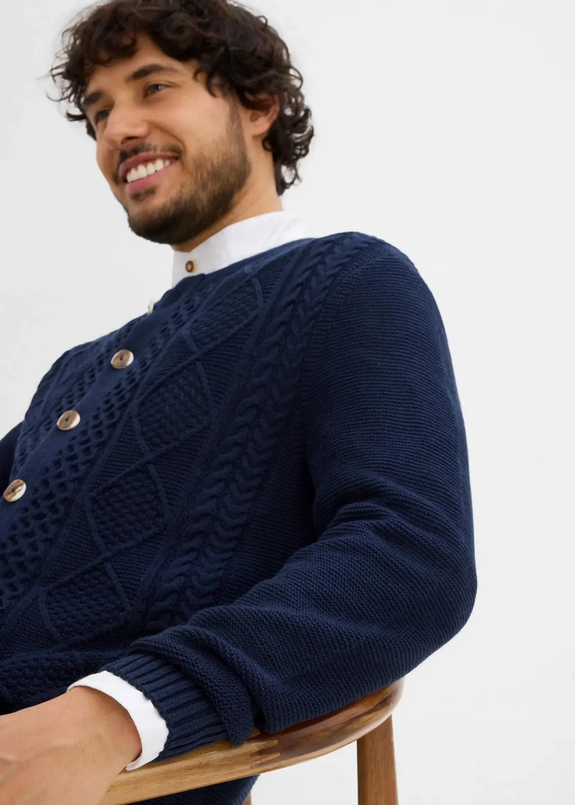 Trachten-Strickjacke aus weichem Baumwollmix|bonprix Clearance