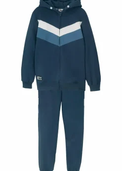 bonprix Jungen 9-16 Jahre·Shorts|Jungen 9-16 Jahre·Sweat & Strick|Trainingsanzug aus reiner Bio-Baumwolle (2-tlg. Set) dunkelblau/jeansblau/wollweiß