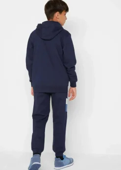 bonprix Jungen 9-16 Jahre·Shorts|Jungen 9-16 Jahre·Sweat & Strick|Trainingsanzug aus reiner Bio-Baumwolle (2-tlg. Set) dunkelblau/jeansblau/wollweiß