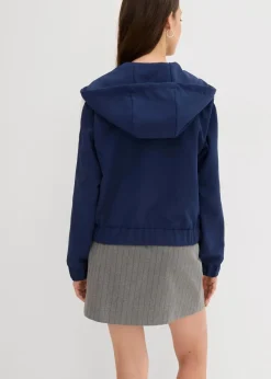 bonprix Jacken & Mäntel|Zweiteiler & Sets|Trainingsjacke mit sportivem Streifen dunkelblau/weiß