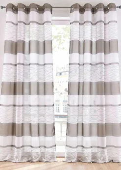 bonprix Gardinen|Transparente Gardine mit Querstreifen Druck (1er Pack) taupe