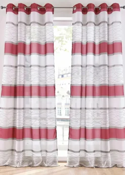 bonprix Gardinen|Transparente Gardine mit Querstreifen Druck (1er Pack) rot