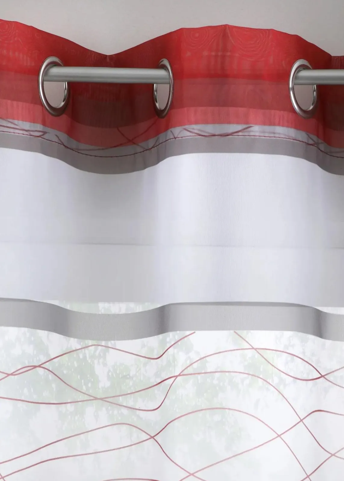 bonprix Gardinen|Transparente Gardine mit Querstreifen Druck (1er Pack) rot