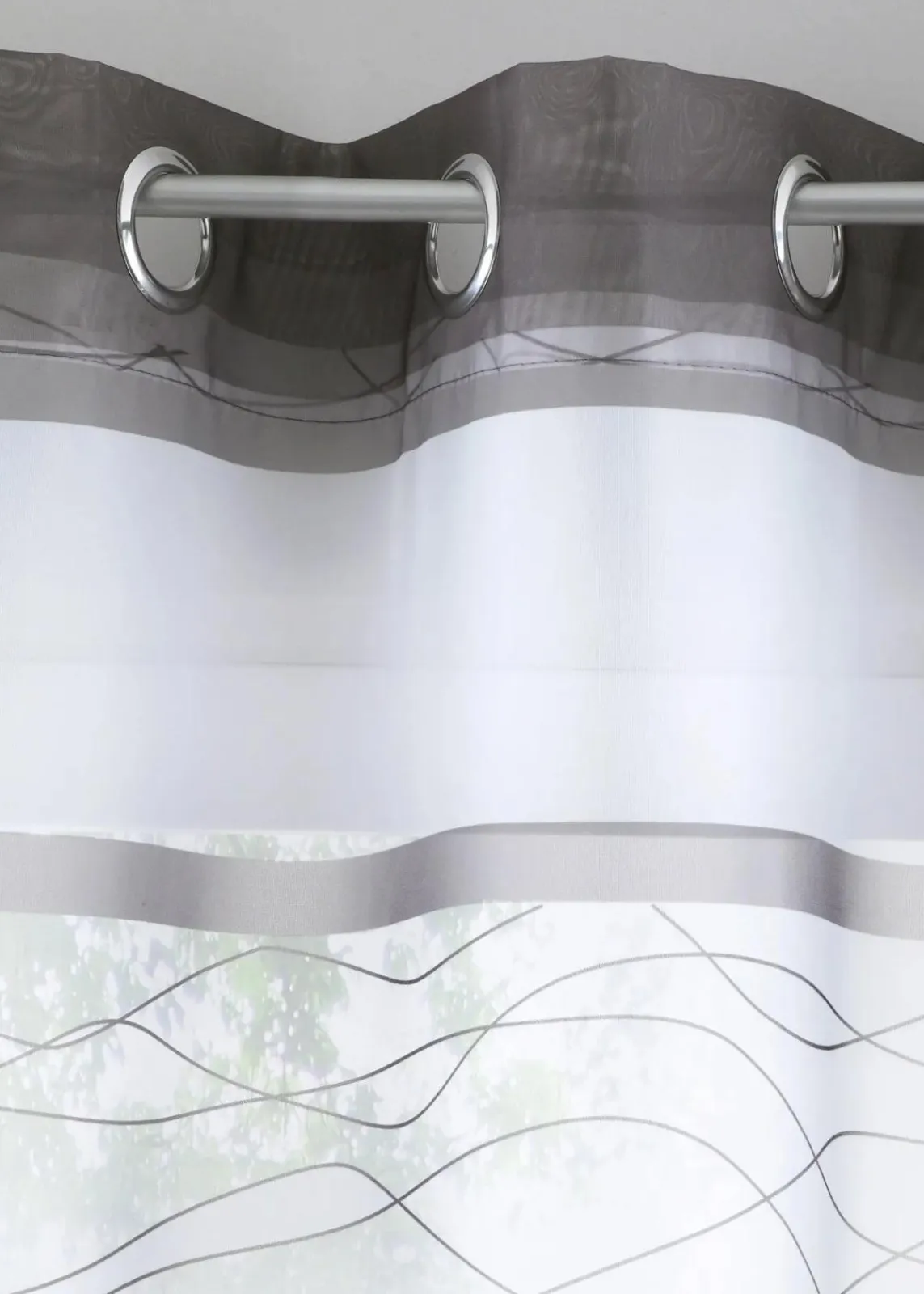 bonprix Gardinen|Transparente Gardine mit Querstreifen Druck (1er Pack) grau