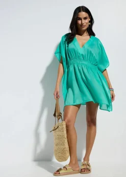 bonprix Strandmode|Bademode·Strandmode|Transparente Strandtunika mit V-Ausschnitt schwarz