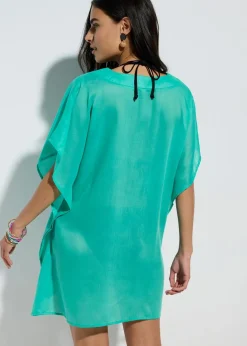 bonprix Blusen & Tuniken|Bekleidung·Jacken & Mäntel|Transparente Strandtunika mit V-Ausschnitt türkis