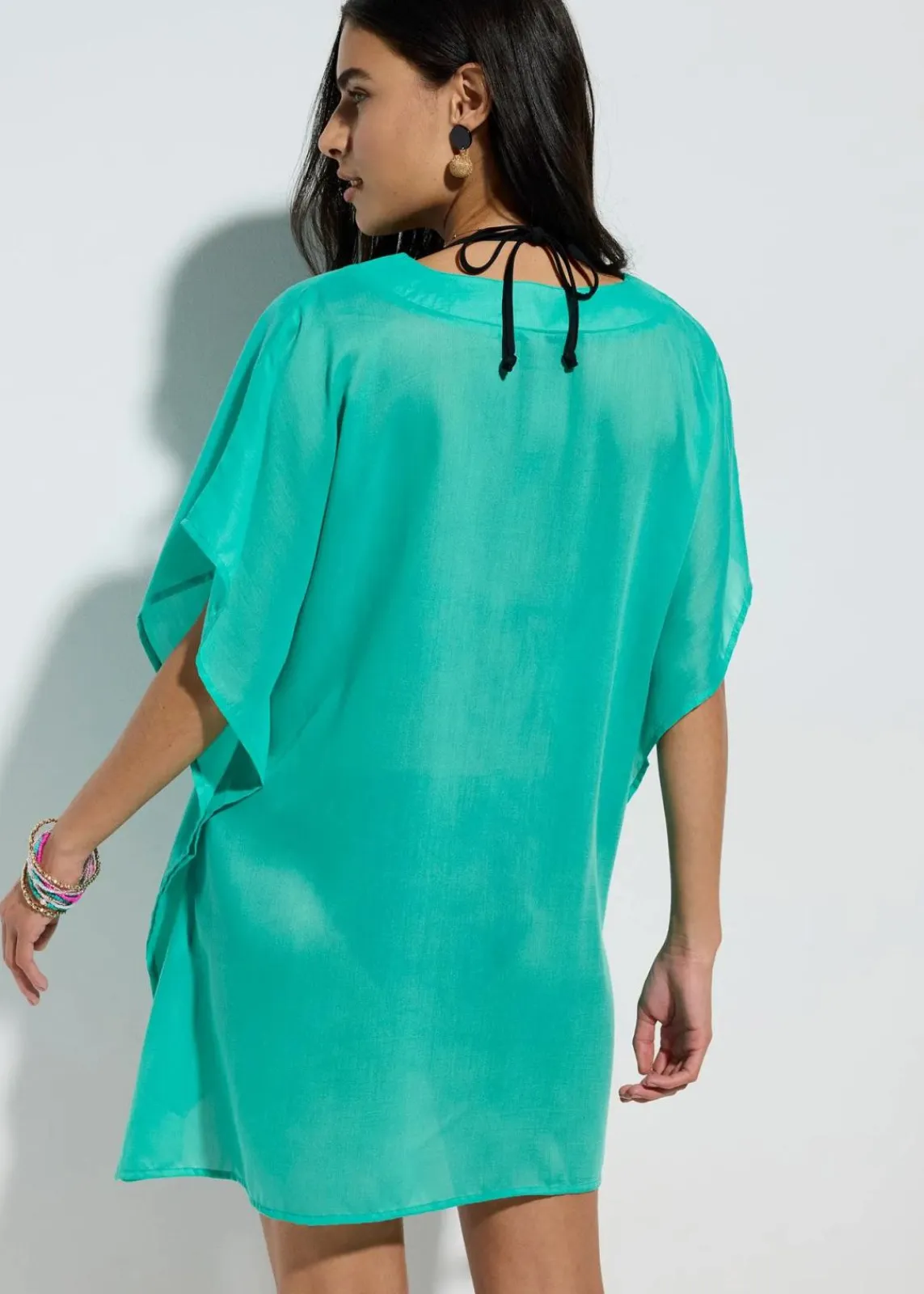 bonprix Blusen & Tuniken|Bekleidung·Jacken & Mäntel|Transparente Strandtunika mit V-Ausschnitt türkis