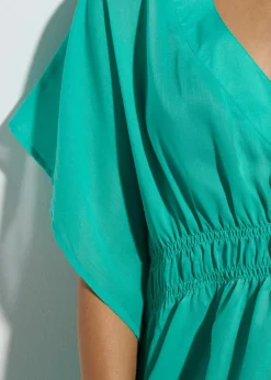 bonprix Blusen & Tuniken|Bekleidung·Jacken & Mäntel|Transparente Strandtunika mit V-Ausschnitt türkis