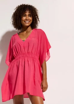 Transparente Strandtunika mit V-Ausschnitt|bonprix Hot