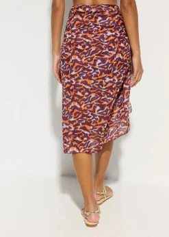 bonprix Strandmode|Nachhaltigere Materialien|Transparenter Pareo lila/hellbraun leo bedruckt