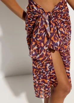 bonprix Strandmode|Nachhaltigere Materialien|Transparenter Pareo lila/hellbraun leo bedruckt