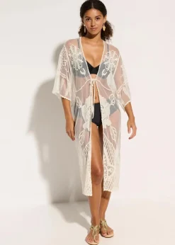 Transparenter Strandkimono mit Spitze|bonprix Hot
