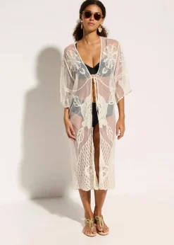 Transparenter Strandkimono mit Spitze|bonprix Hot