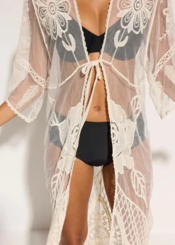 Transparenter Strandkimono mit Spitze|bonprix Hot