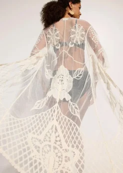 Transparenter Strandkimono mit Spitze|bonprix Hot
