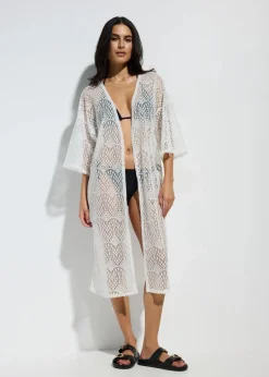 bonprix Strandmode|Bademode·Strandmode|Transparenter Strandkimono weiß