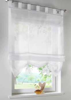 bonprix Raffrollos|Transparentes Raffrollo einfarbig weiß