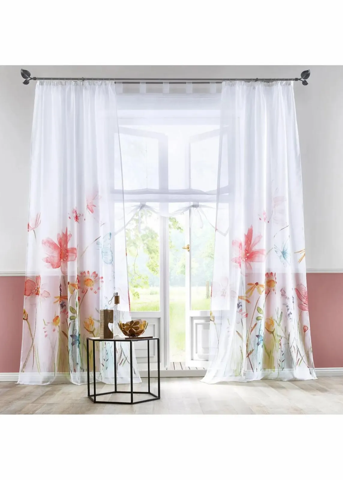 bonprix Raffrollos|Transparentes Raffrollo einfarbig weiß