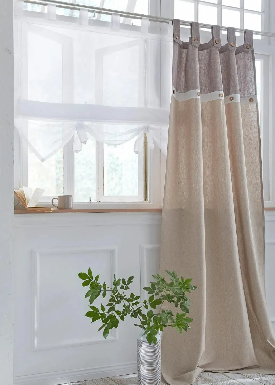 bonprix Raffrollos|Transparentes Raffrollo einfarbig weiß