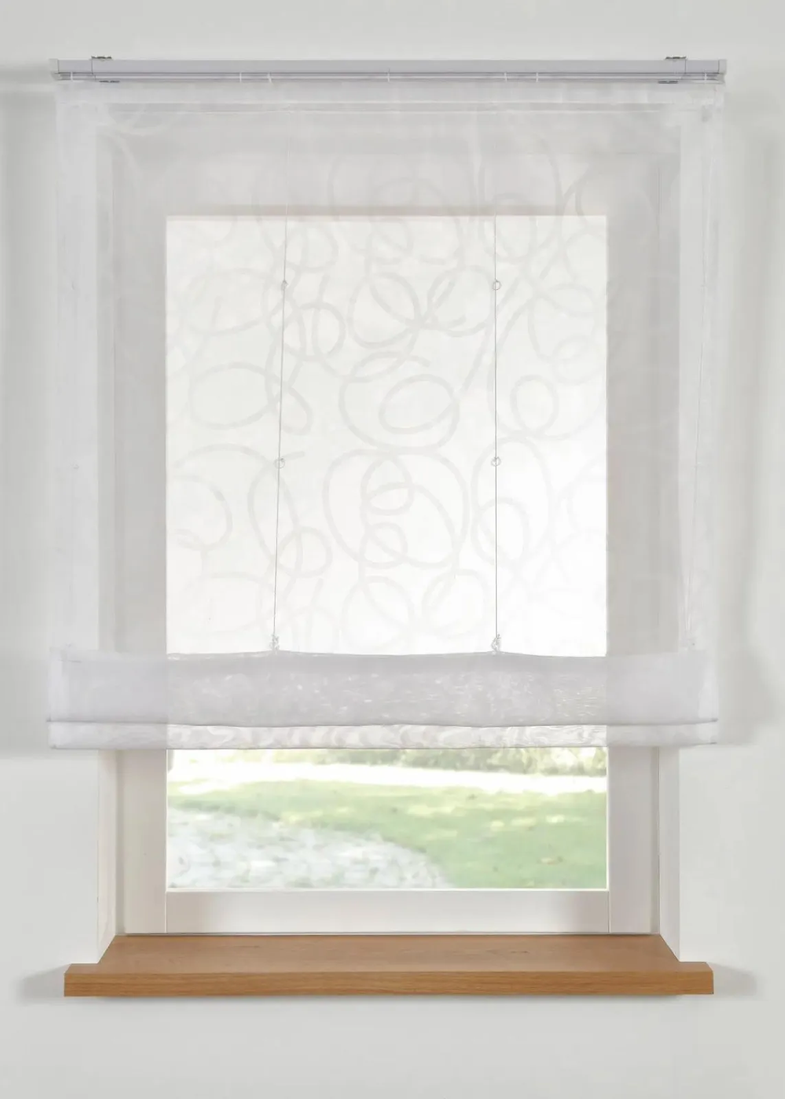 bonprix Raffrollos|Transparentes Raffrollo mit Druck mit recyceltem Polyester weiß