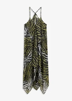 bonprix Strandmode|Bademode·Strandmode|Transparentes Strand Maxikleid aus leichtem Chiffon zebra olivgrün