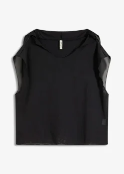 bonprix Strandmode|Bademode·Strandmode|Transparentes Strandhirt mit Kapuze schwarz