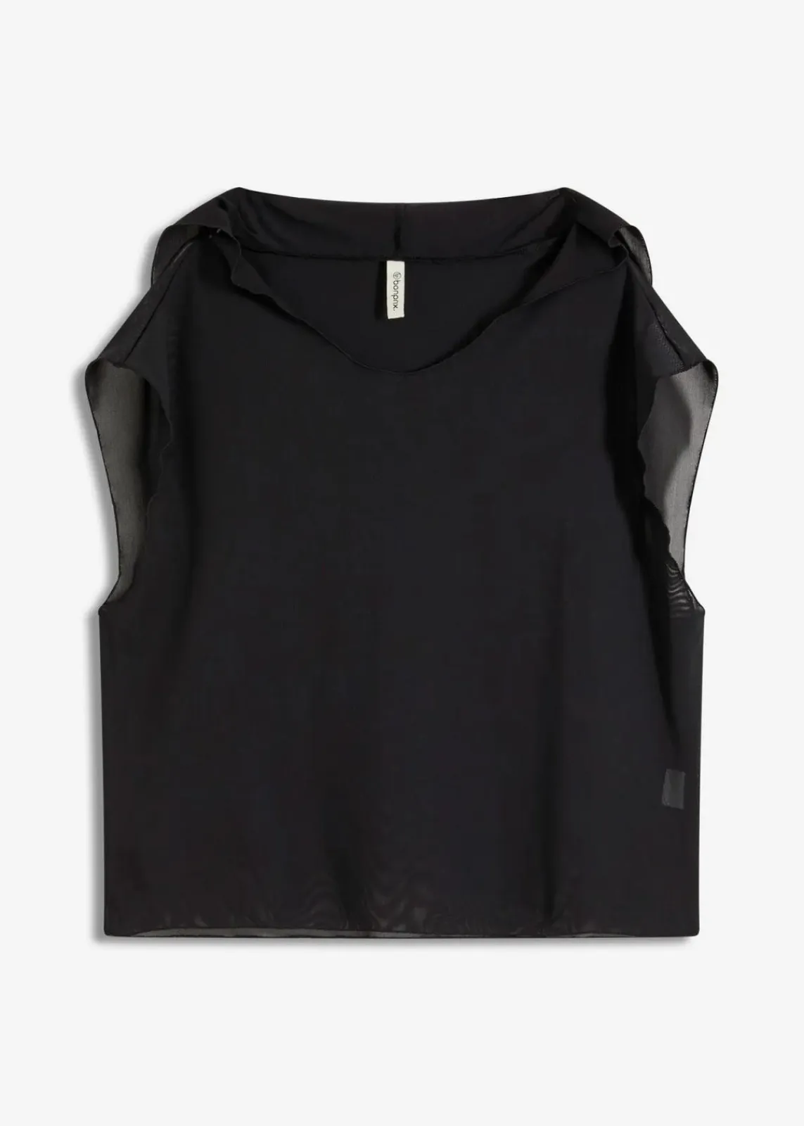 bonprix Strandmode|Bademode·Strandmode|Transparentes Strandhirt mit Kapuze schwarz