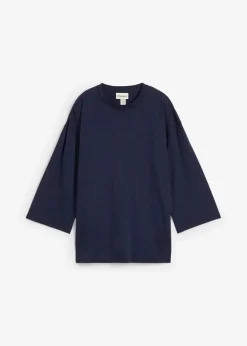 bonprix Shirts & Tops|Trapezförmiges Shirt mit Seidenanteil dunkelblau