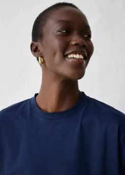 bonprix Shirts & Tops|Trapezförmiges Shirt mit Seidenanteil dunkelblau