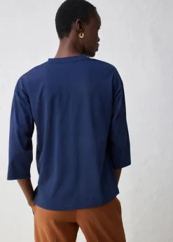 bonprix Shirts & Tops|Trapezförmiges Shirt mit Seidenanteil dunkelblau