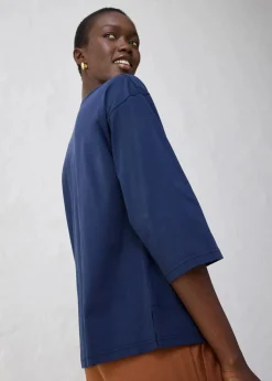 bonprix Shirts & Tops|Trapezförmiges Shirt mit Seidenanteil dunkelblau