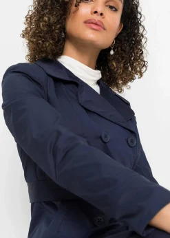 bonprix Jacken & Mäntel|Bekleidung·Hosen|Trenchcoat aus Baumwolle dunkelblau