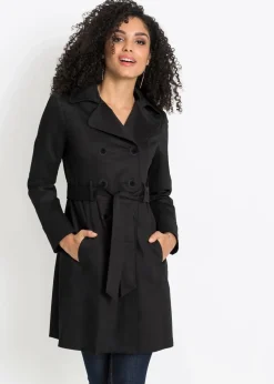 bonprix Bekleidung·Hosen|Jacken & Mäntel|Trenchcoat aus Baumwolle schwarz