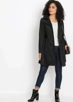 bonprix Bekleidung·Hosen|Jacken & Mäntel|Trenchcoat aus Baumwolle schwarz