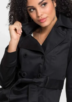 bonprix Bekleidung·Hosen|Jacken & Mäntel|Trenchcoat aus Baumwolle schwarz