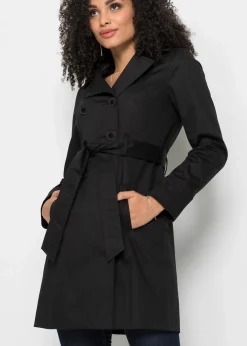 bonprix Bekleidung·Hosen|Jacken & Mäntel|Trenchcoat aus Baumwolle schwarz