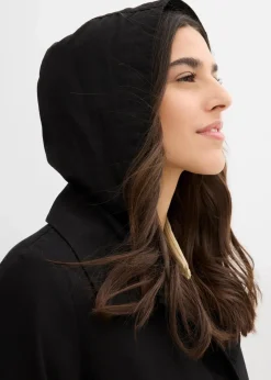 bonprix Bekleidung·Hosen|Jacken & Mäntel|Trench-Mantel mit abnehmbarer Kapuze schwarz