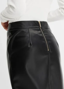 bonprix Röcke|Bekleidung·Sportbekleidung|Trendiger Lederimitat-Bleistiftrock schwarz