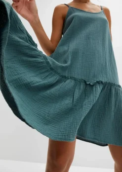 bonprix Bekleidung·Pullover & Strickjacken|Kleider|Trägerkleid aus Musselin graugrün