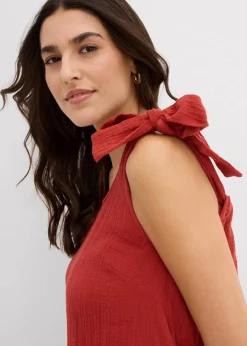 bonprix Nachhaltigere Materialien|Kleider|Trägerkleid aus weichem Musselin karminrot