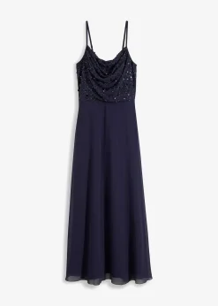 bonprix Bekleidung·Pullover & Strickjacken|Festliche Mode|Trägerkleid mit Paillettenstickerei dunkelblau