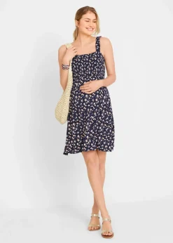 bonprix Bekleidung·Blazer|Umstandsmode|Trägerloses Umstandskleid aus weicher Viskose dunkelblau bedruckt