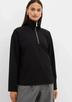 bonprix Bekleidung·Jeans|Pullover & Strickjacken|Troyer aus Viskose-Mix schwarz