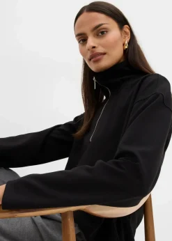 bonprix Bekleidung·Jeans|Pullover & Strickjacken|Troyer aus Viskose-Mix schwarz