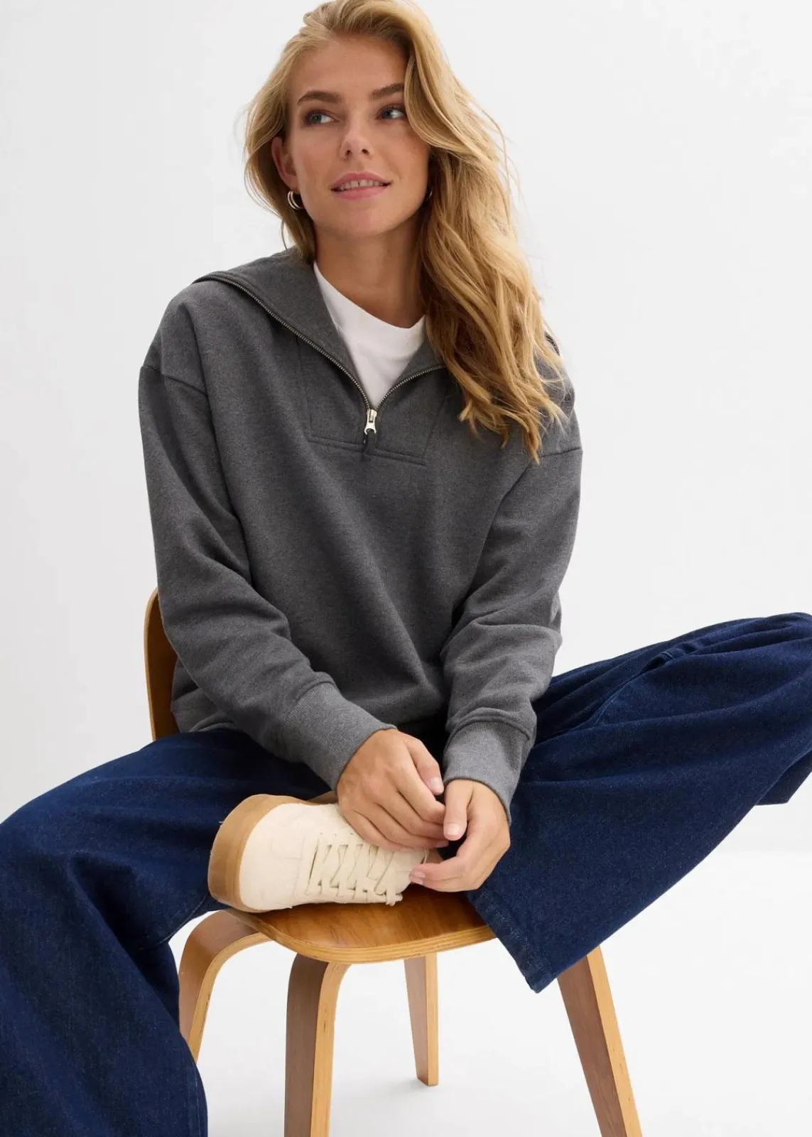 Troyer aus weichem Baumwoll-Mix|bonprix Outlet