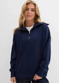 bonprix Bekleidung·Blusen & Tuniken|Bekleidung·Jeans|Troyer aus weichem Baumwoll-Mix dunkelblau