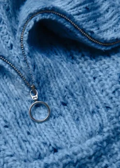 bonprix Bekleidung·Jeans|Pullover & Strickjacken|Troyer mit überschnittener Schulter brilliantblau/wollweiß/dunkelblau meliert