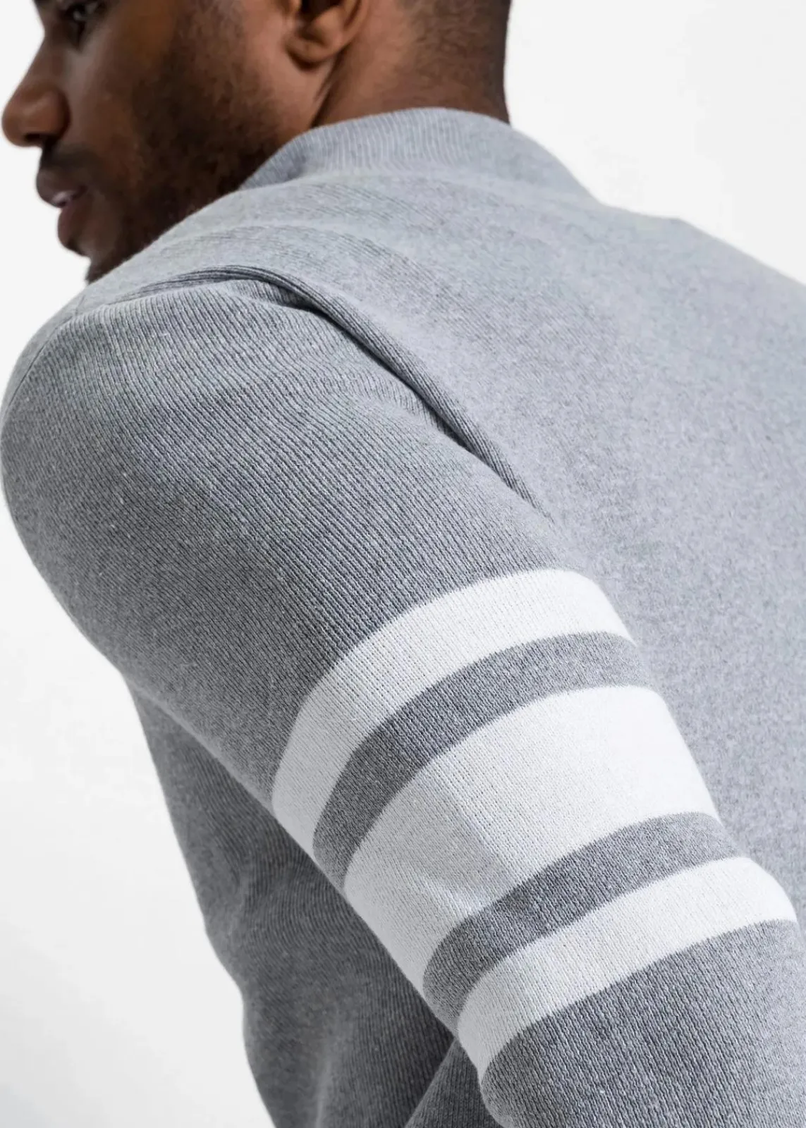 bonprix Pullover & Strickjacken|Große Größen|Troyer Pullover mit recycelter Baumwolle hellgrau meliert